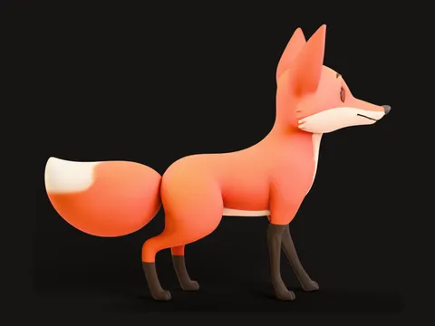 The sample fox in the middle of a walk made by Bake3D