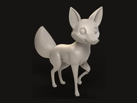 Grey render of the sample fox in a test pose